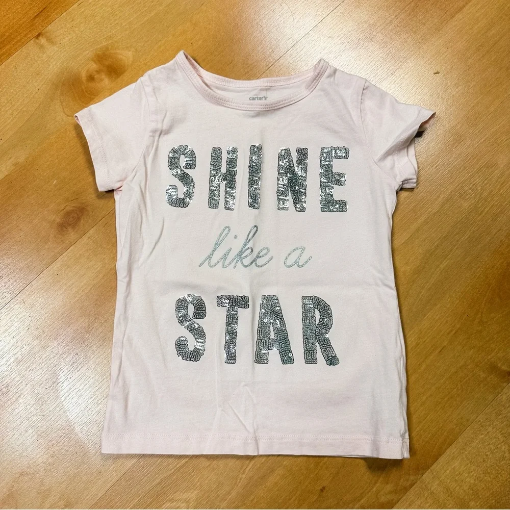 Carters Pink & Cream Lace Sequin Shine Like a Star Top & Skirt Outfit Size 4/5